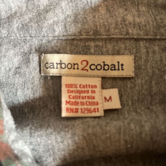 Carbon 2 Cobalt Mens Flannel Shirt Medium L/S Lined Button Up Cotton Plaid - Picture 3 of 10